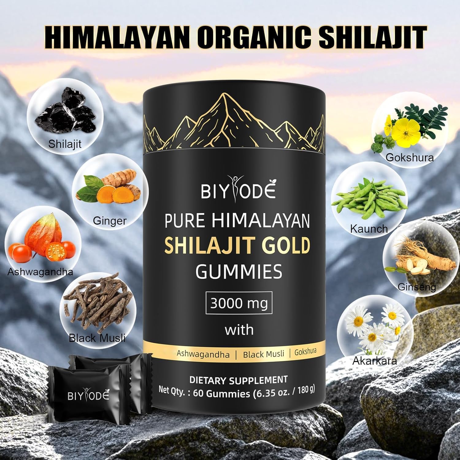 Shilajit Ashwagandha Organic Energy Gummies