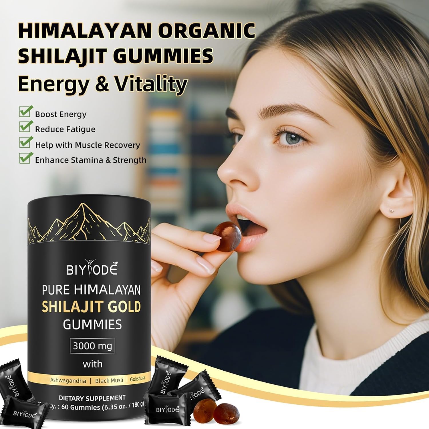 Shilajit Ashwagandha Organic Energy Gummies
